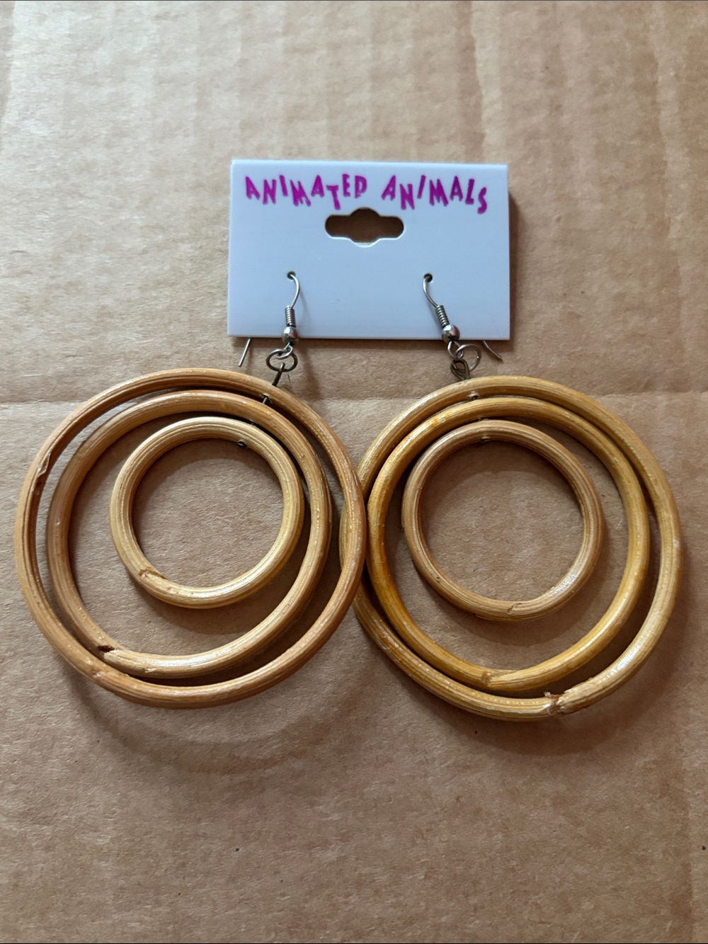 Bamboo Hoop Drop Earrings (lightweight)